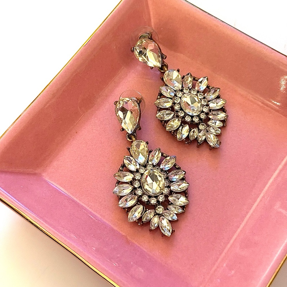 BaubleBar Silver Crystal Statement Earrings